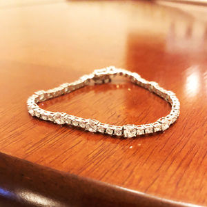 14k Solid White Gold Tennis Bracelet w/ CZ!